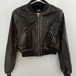 NWT Zara Faux Leather Bomber